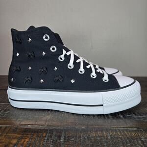NEW Converse CTAS Bows & Studs Womens Size 7.5 Platform Ox High Top Shoes Black